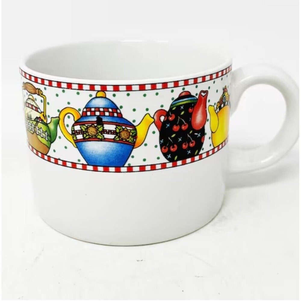 VTG Mary Engelbreit Sakura Afternoon Cup Coffee Mugs Tea Set Of 2 RARE